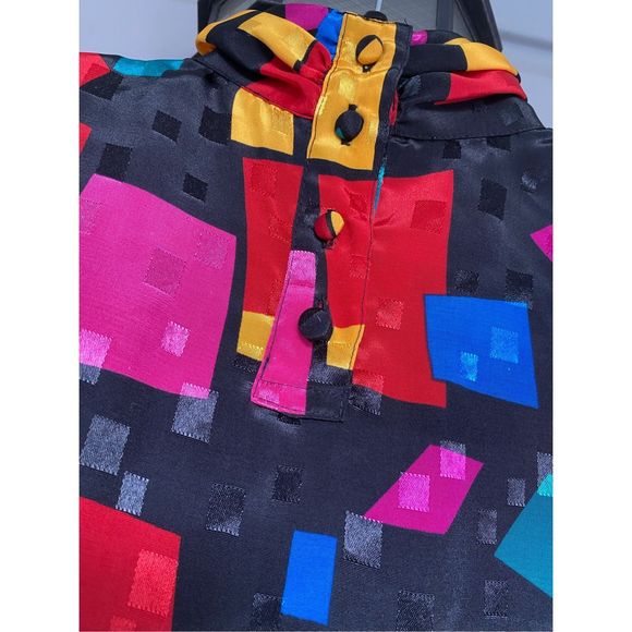 Laura & Jayne Collection Multicolor Colorblock High Neck Blouse, Size 8 - Picture 6 of 9